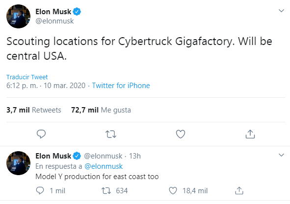 Elon Musk busca locación en EU para construcción de nueva “Gigafactory”