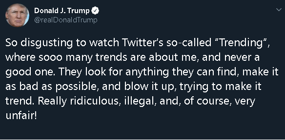 Trump “postea” su descontento en contra de Twitter