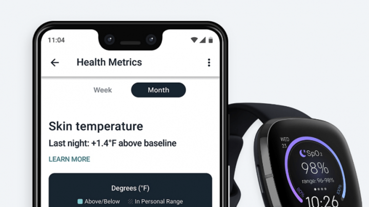 Panel de métricas de salud y de saturación de oxígeno disponibles  en Fitbit