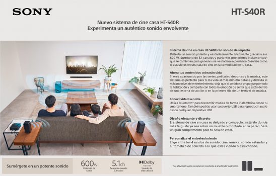 Sony presenta el HT-S40R, un cine en casa con altavoces inalámbricos
