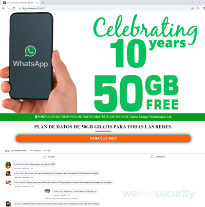Circula engaño sobre internet gratis por aniversario de WhatsApp: ESET