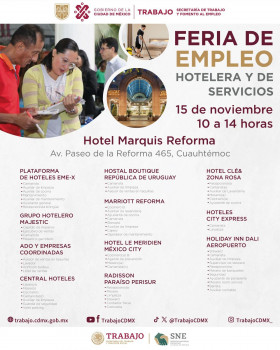 Inicia mañana Feria del Empleo Hotelero y de Servicio en CDMX
