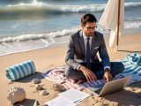 Desconectarse del trabajo workoholic playa imagen creada por Meta AI