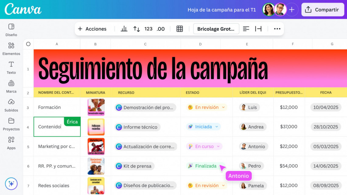 Canva lanza hojas de cálculo visuales para docentes en América Latina