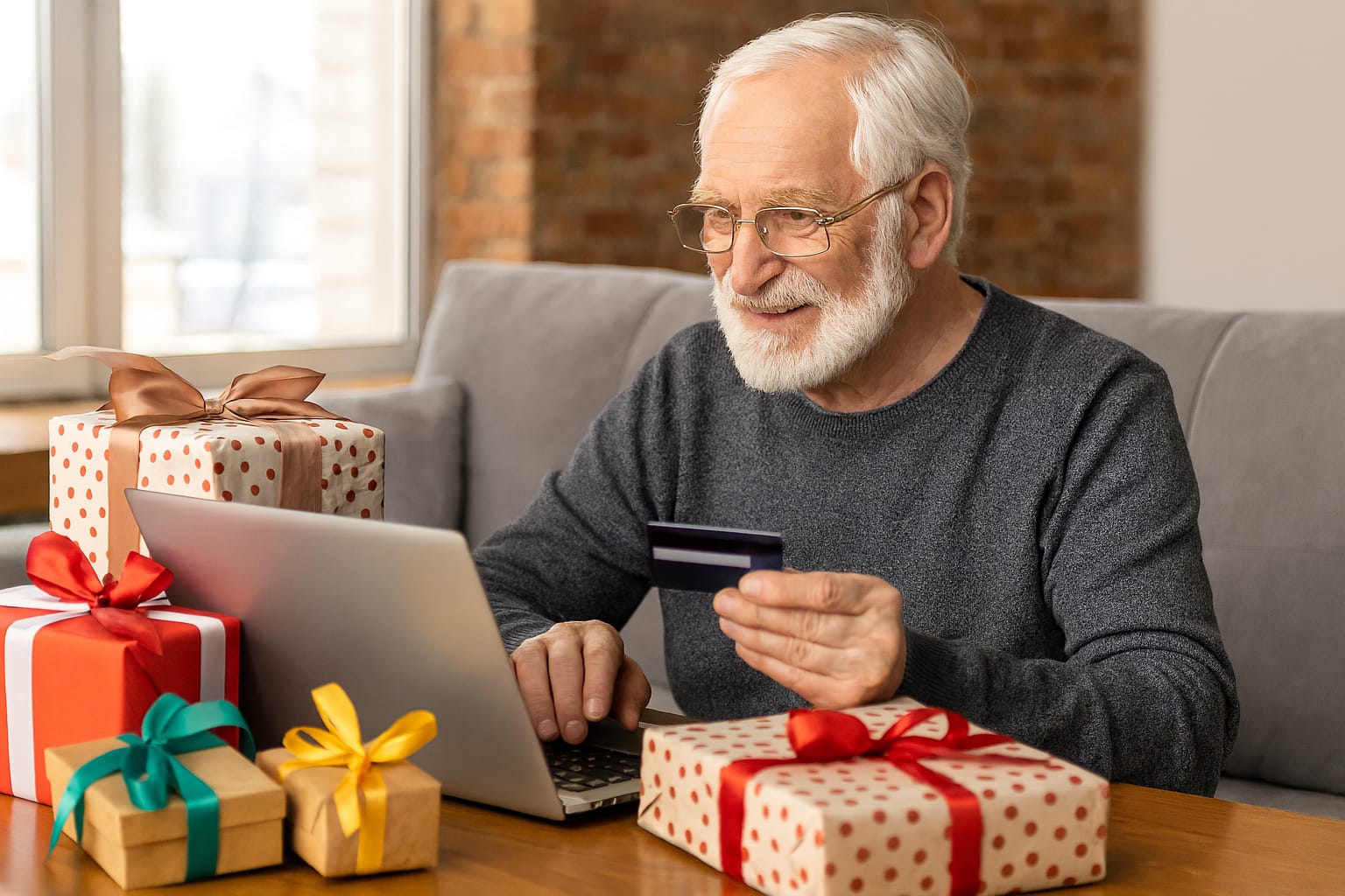 Baby boomers abuelo comprando imagen creada con IA