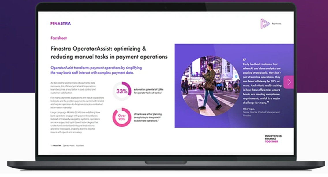 Finastra presentó OperatorAssist para optimizar operaciones de pagos con IA Finastra presentó OperatorAssist para optimizar operaciones de pagos con IA