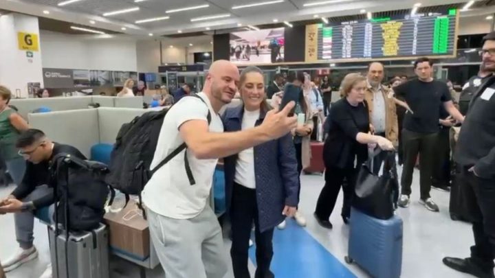 Presencia de Claudia Sheinbaum en aeropuerto de Madrid genera reacciones entre viajeros